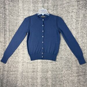 Banana Republic Womens XS Cardigan 100% Merino Extra Fine Wool Dark Knight Blue